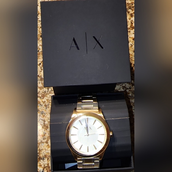 Armani Exchange Three-Hand Gold-Tone Stainless Steel Watch - Picture 10 of 11